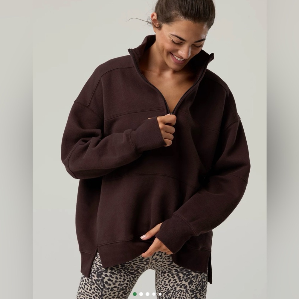 OFFLINE By Aerie Cloud Fleece Quarter
Zip Sweatshirt - Size XS - Deep Earth